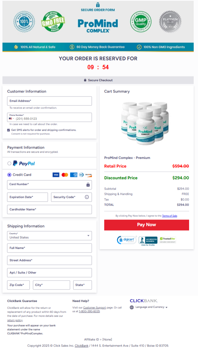 Promind Complex Official Website Secure Order Page